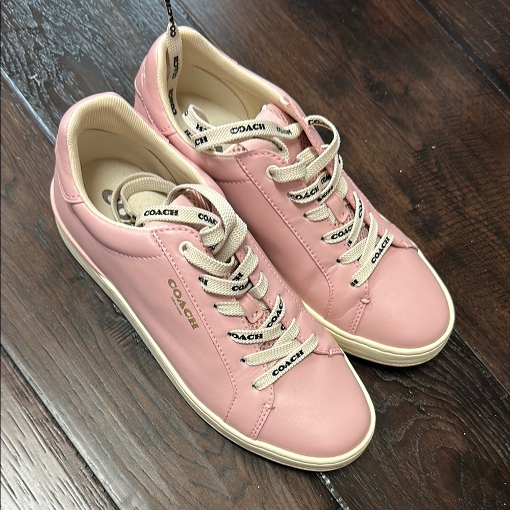 Coach Pink leather  Sneakers with Cream Accents